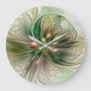 Reloj Redondo Grande Fantasía abstracta moderna y colorida Flor fractal