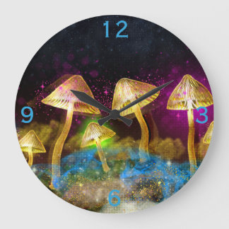 Reloj Redondo Grande Fantasía con hongos brillantes