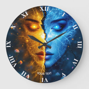 Reloj Redondo Grande Fantasía Cubierta Cara Azul Amarillo
