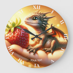 Reloj Redondo Grande Fantasía Cuesta Bebé Dragon Strawberry
