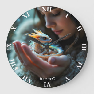 Reloj Redondo Grande Fantasía Cuesta Pequeño Dragón Bebé