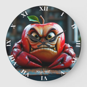Reloj Redondo Grande Fantasía cuida el cangrejo de Apple enojado