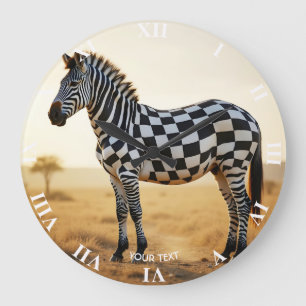 Reloj Redondo Grande Fantasía Cuta Cebada Cebra Blanca