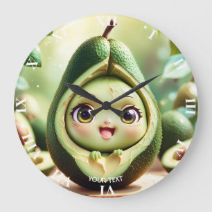 Reloj Redondo Grande Fantasía Cute Aguacate Sonrió Ojos