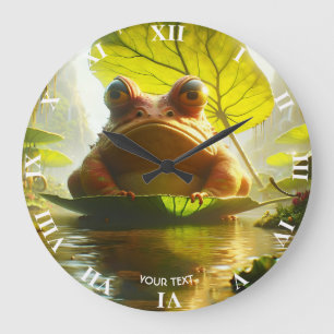 Reloj Redondo Grande Fantasía Cute Angry Frog Leaf