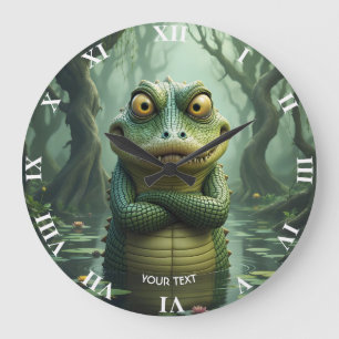 Reloj Redondo Grande Fantasía cute árboles cocodrilos enojados