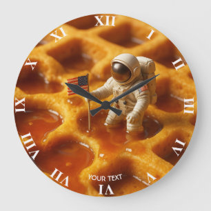 Reloj Redondo Grande Fantasía Cute Astronauta Sobre La Manzana