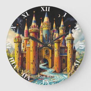 Reloj Redondo Grande Fantasía Cute Castle From Pencils
