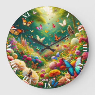 Reloj Redondo Grande Fantasía Cute Forest Flores Mariposas