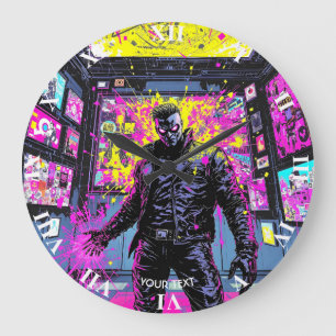 Reloj Redondo Grande Fantasía Cute Glitch En Galería