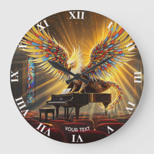 Reloj Redondo Grande Fantasía Cute Griffon Jugando Piano