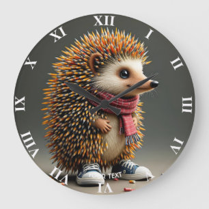 Reloj Redondo Grande Fantasía Cute Hedgehog Agujas negras