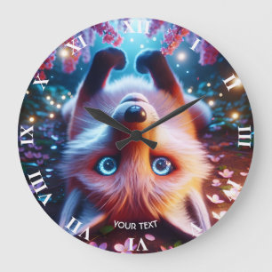 Reloj Redondo Grande Fantasía Cute Laying Fox