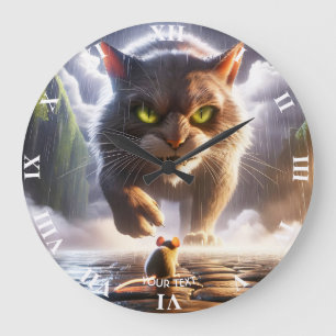 Reloj Redondo Grande Fantasía Cute Ratón Y Gato