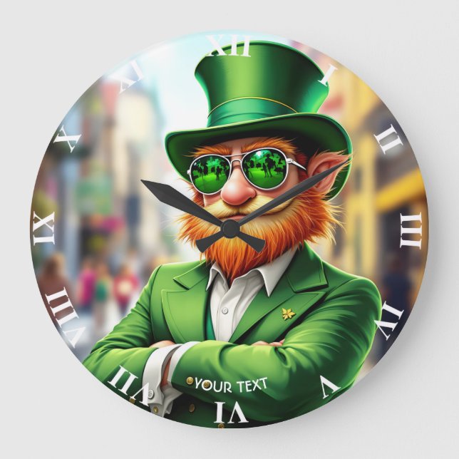 Reloj Redondo Grande Fantasía Cute Sharp Vestido Leprechaun (Anverso)