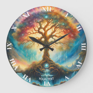 Reloj Redondo Grande Fantasía Cute Vivid Cosmic Tree Watercolor