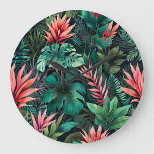 Reloj Redondo Grande Fantasía de selva tropical