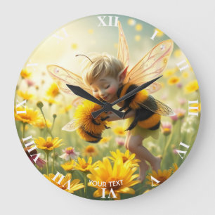 Reloj Redondo Grande Fantasía dulce flor de abeja besar