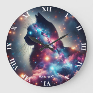 Reloj Redondo Grande Fantasía espacio reducido gatos estrellas