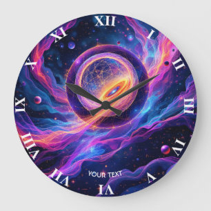 Reloj Redondo Grande Fantasia Estrellas Espaciales Abstractas Lindas