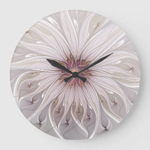 Reloj Redondo Grande Fantasía floral, resumen Flor pastel moderna