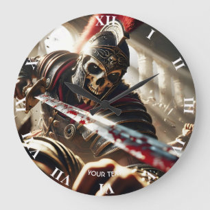 Reloj Redondo Grande Fantasía guerrera guerrero antiguo armería