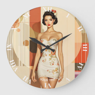 Reloj Redondo Grande Fantasía linda dama japonesa