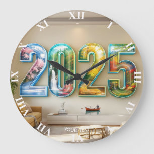Reloj Redondo Grande Fantasía Lindo 2025 Cuatro Números