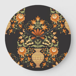 Reloj Redondo Grande Fantasía mogol: Opulencia floral retro
