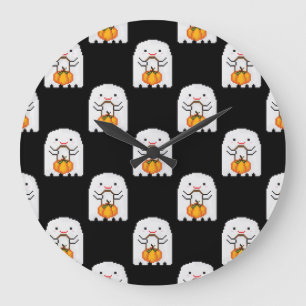 Reloj Redondo Grande Fantasma de arte píxeles: patrón de Halloween
