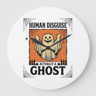 Reloj Redondo Grande Fantasma de disfraz humano Humor vintage de Hallow