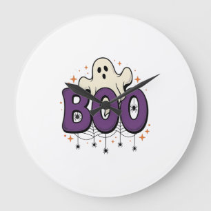 Reloj Redondo Grande Fantasma de Halloween Boo Araña Divertida Vintage_