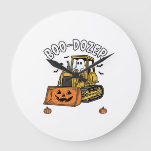 Reloj Redondo Grande Fantasma de Halloween Boo Dozer Bulldozer Divertid