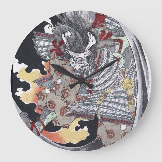 Reloj Redondo Grande Fantasma Ukiyo-e Yokai de Yoshitoshi (Anverso)