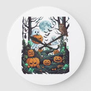 Reloj Redondo Grande Fantasmagóricos Fantasmas de Halloween Calabazas B