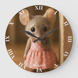 Reloj Redondo Grande Fantástico Ratón Pequeño Triste y Lindo