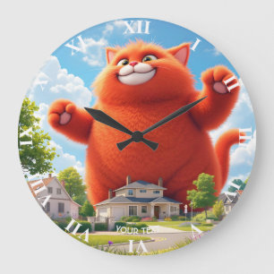 Reloj Redondo Grande Fantasy Cute Big Naranja Cat