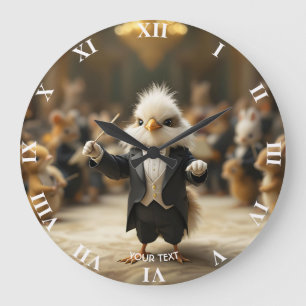 Reloj Redondo Grande Fantasy Cute Bird organiza una orquesta