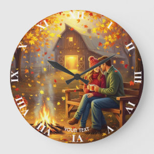 Reloj Redondo Grande Fantasy Cute Campfire Date Country