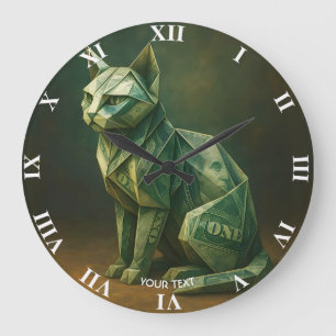 Reloj Redondo Grande Fantasy Cute Cat Money Origami