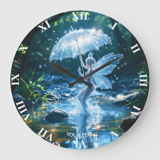 Reloj Redondo Grande Fantasy Cute Chica paraguas (Anverso)