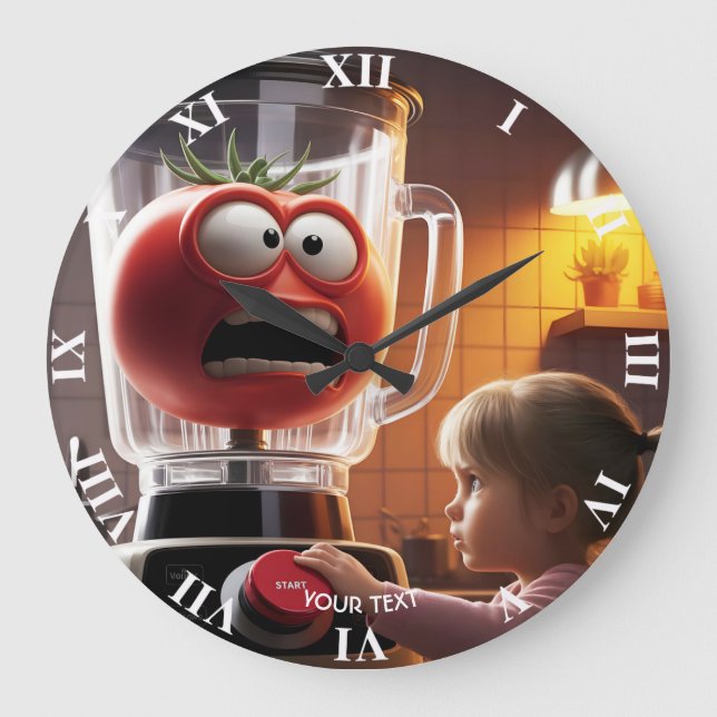 Reloj Redondo Grande Fantasy Cute Chica Tomato Blender (Anverso)