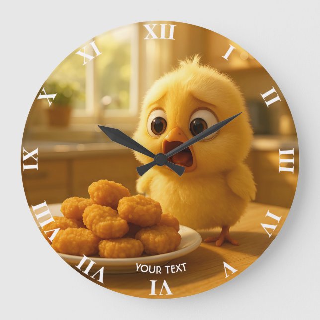 Reloj Redondo Grande Fantasy Cute Chicken Nuggets Baby (Anverso)