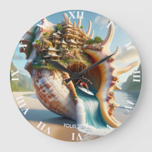 Reloj Redondo Grande Fantasy Cute Conch Shell Surfer