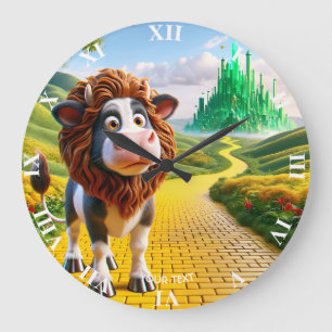 Reloj Redondo Grande Fantasy Cute Cow Lion Road