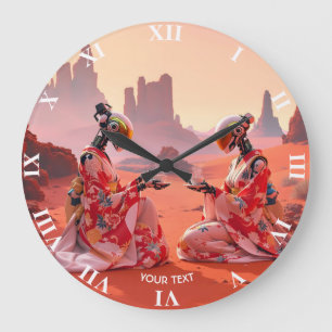 Reloj Redondo Grande Fantasy Cute Desert Mars Tea