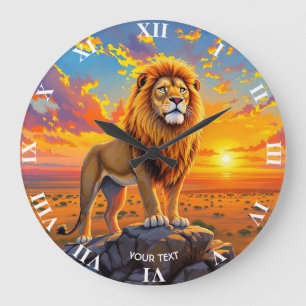 Reloj Redondo Grande Fantasy Cute Desert Rock León