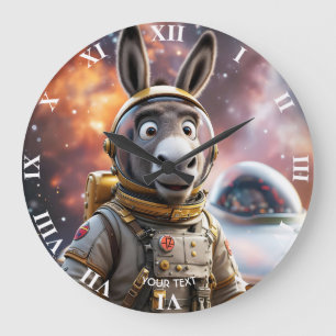 Reloj Redondo Grande Fantasy Cute Donkey Astronauta