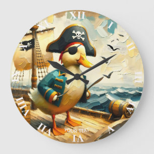 Reloj Redondo Grande Fantasy Cute Duck Ship Sea