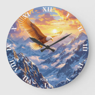 Reloj Redondo Grande Fantasy Cute Eagle Mountains Sunrise